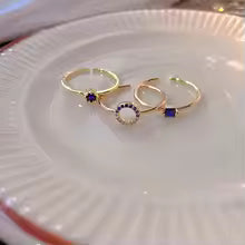 Bague sertie de cristaux en saphir en acier inoxydable