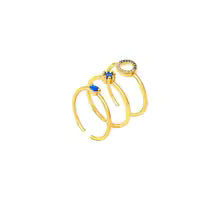 Bague sertie de cristaux en saphir en acier inoxydable