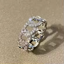Bague Cuban Pavée