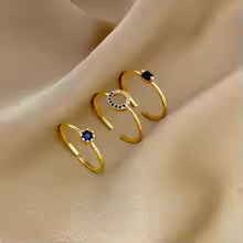 Bague sertie de cristaux en saphir en acier inoxydable