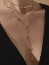 Long Y-Chain Statement Necklace in Stainless Steel
