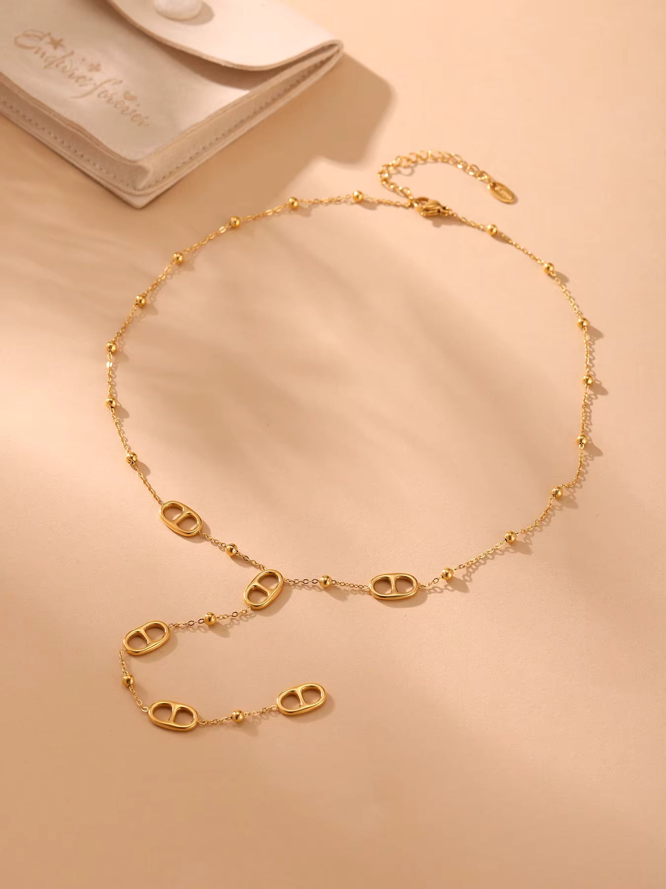 Long Y-Chain Statement Necklace in Stainless Steel