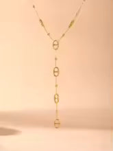 Long Y-Chain Statement Necklace in Stainless Steel